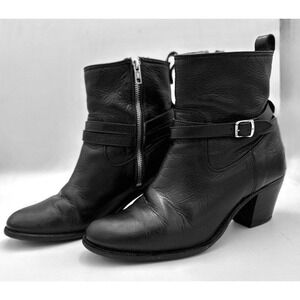 Frye Jackie Rivet Short Black Leather Boots | Women's Size 8 | Western Ankle Zip